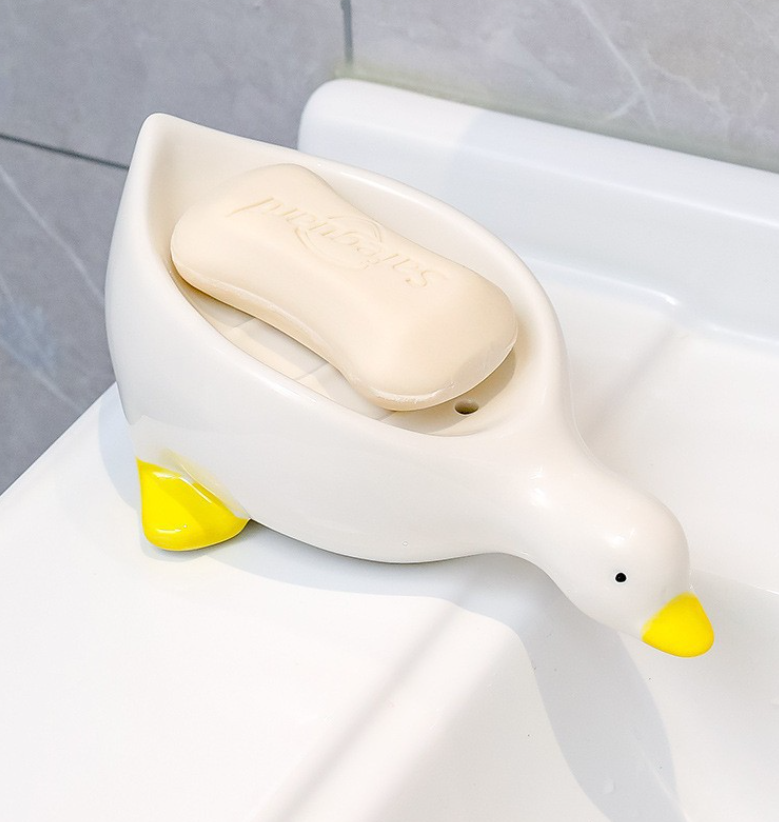 Cute little yellow duck soap box draining toilet sink new soap box