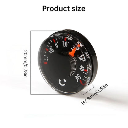 Practical mini round thermometer, plastic waterproof dial, 20mm scale, high-precision, for office.
