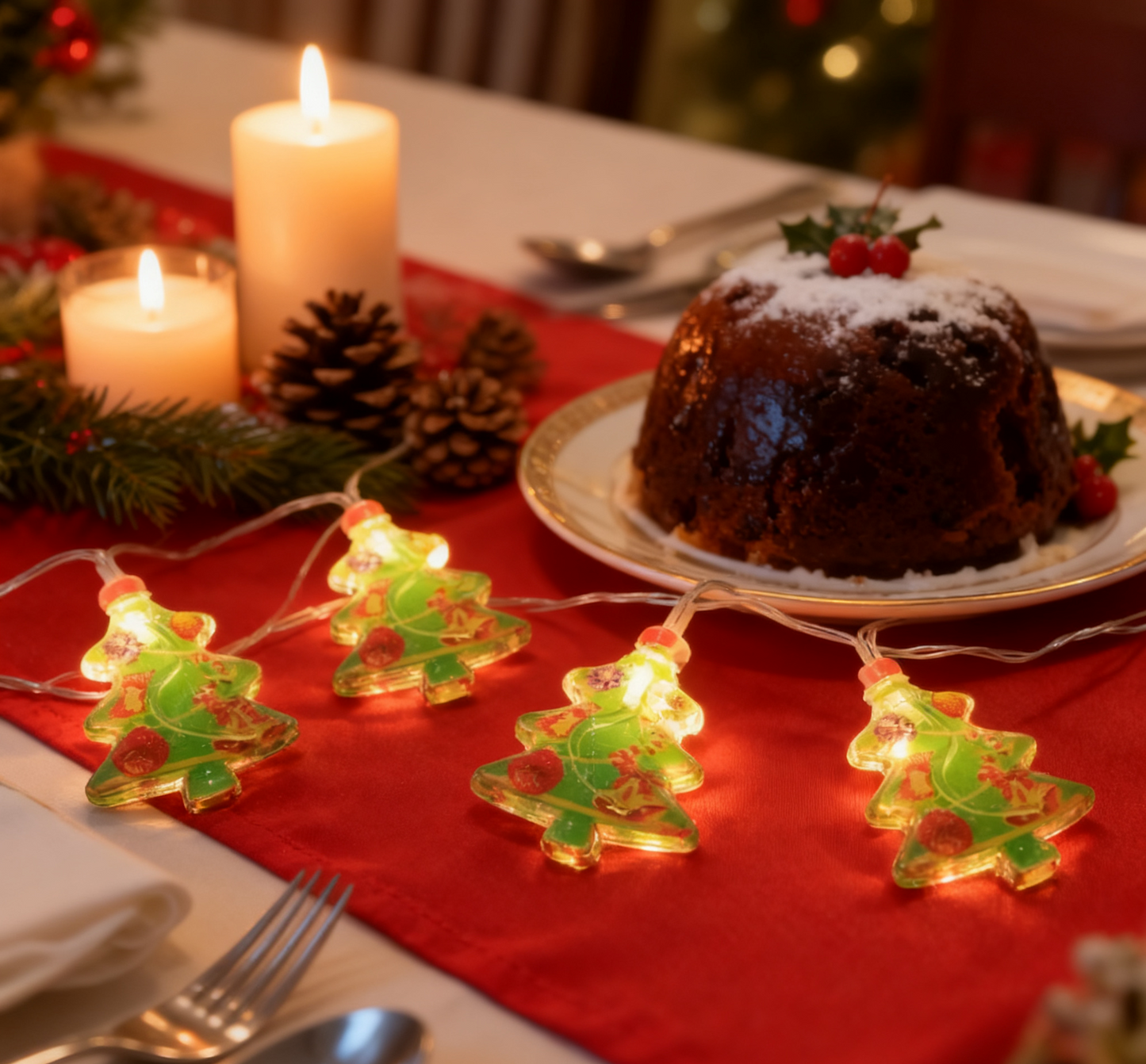 Colorful Christmas tree, Christmas lights, LED light string