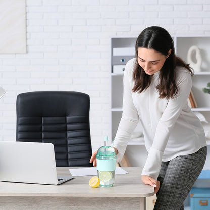 630ML straw cup (with lid/straw) – coffee, milk, tea, water, juice; Ins-style, office-friendly