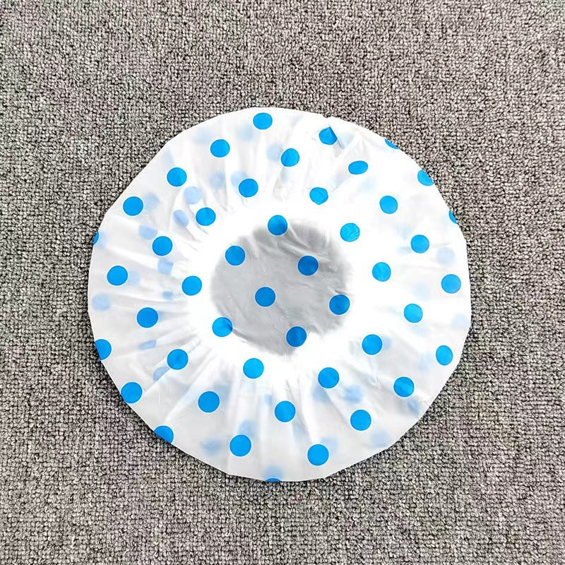 Thickened Shower Cap Wholesale Non-disposable Waterproof Polka Dot PVC Adult Bath Cap PE Oil-proof