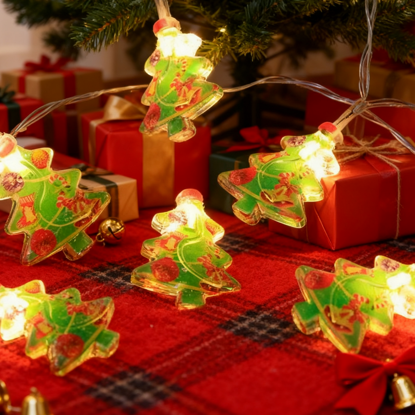 Colorful Christmas tree, Christmas lights, LED light string