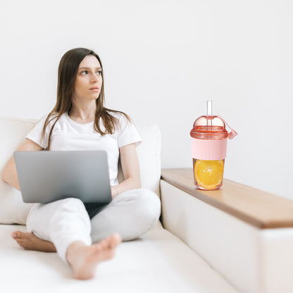 630ML straw cup (with lid/straw) – coffee, milk, tea, water, juice; Ins-style, office-friendly