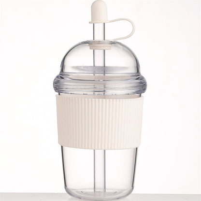 630ML straw cup (with lid/straw) – coffee, milk, tea, water, juice; Ins-style, office-friendly