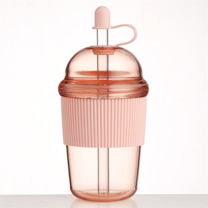 630ML straw cup (with lid/straw) – coffee, milk, tea, water, juice; Ins-style, office-friendly