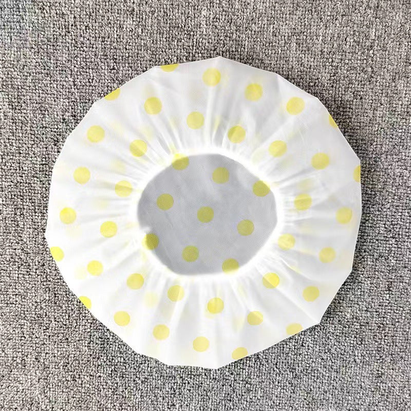Thickened Shower Cap Wholesale Non-disposable Waterproof Polka Dot PVC Adult Bath Cap PE Oil-proof