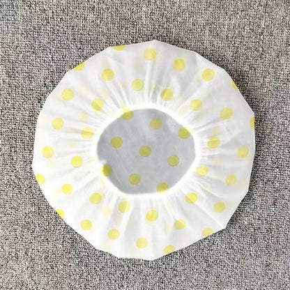 Thickened Shower Cap Wholesale Non-disposable Waterproof Polka Dot PVC Adult Bath Cap PE Oil-proof