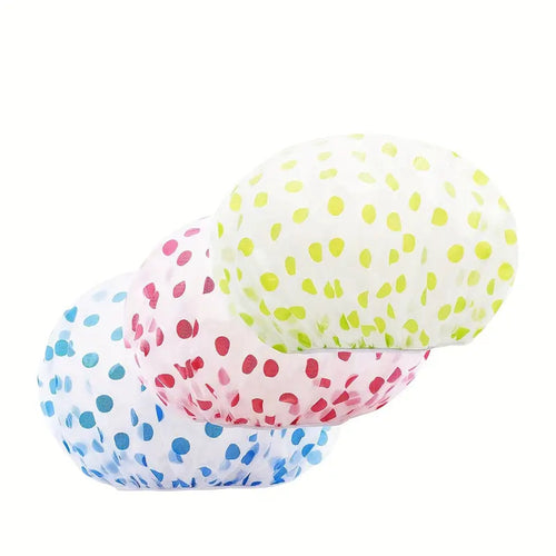 Thickened Shower Cap Wholesale Non-disposable Waterproof Polka Dot PVC Adult Bath Cap PE Oil-proof