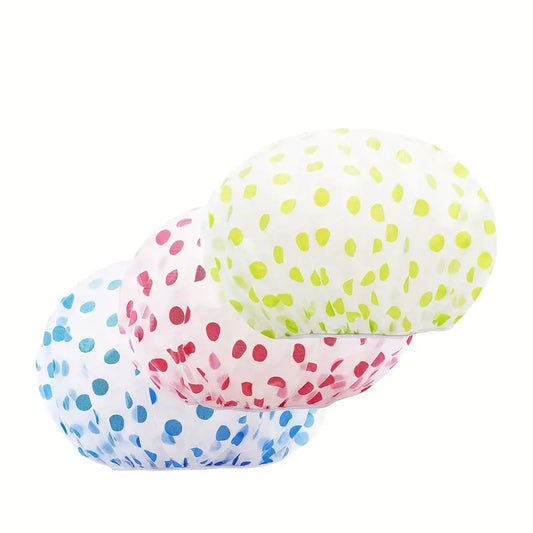 Thickened Shower Cap Wholesale Non-disposable Waterproof Polka Dot PVC Adult Bath Cap PE Oil-proof