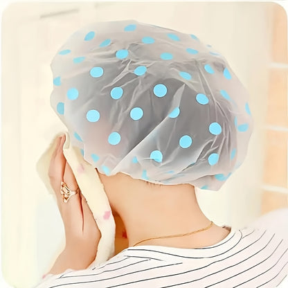 Thickened Shower Cap Wholesale Non-disposable Waterproof Polka Dot PVC Adult Bath Cap PE Oil-proof