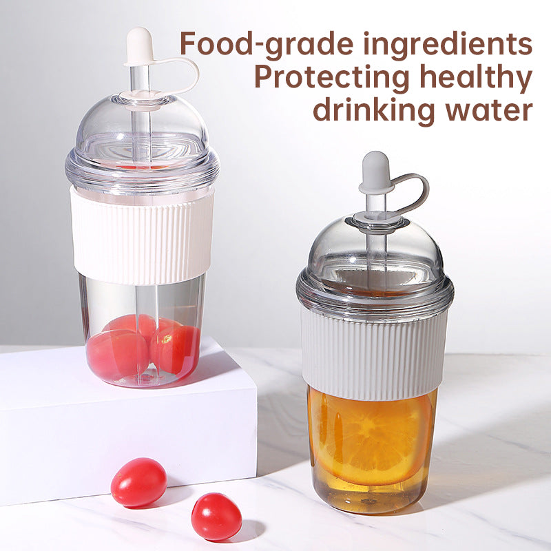 630ML straw cup (with lid/straw) – coffee, milk, tea, water, juice; Ins-style, office-friendly