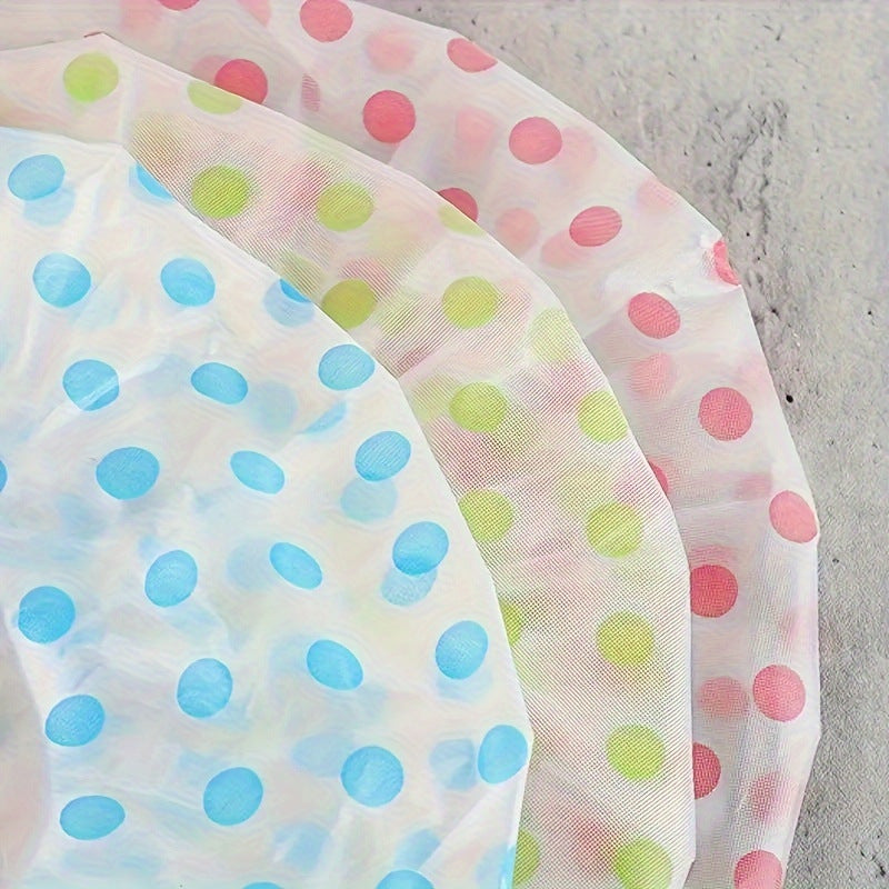 Thickened Shower Cap Wholesale Non-disposable Waterproof Polka Dot PVC Adult Bath Cap PE Oil-proof